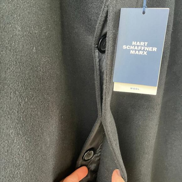 Hart Schaffner Marx Men's Wool/Cashmere Black Overcoat Size 48L. NEW - Picture 9 of 13